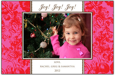 Digital Holiday Photo Cards by Prints Charming (Pink Damask)