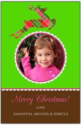 Digital Holiday Photo Cards by Prints Charming (Plaid Reindeer)