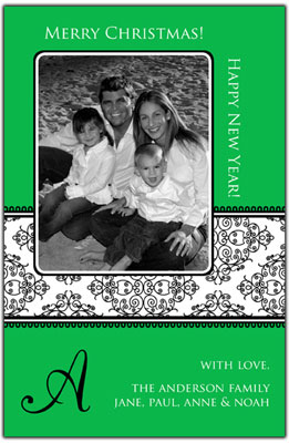 Digital Holiday Photo Cards by Prints Charming (Green Floral Band)