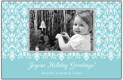 Digital Holiday Photo Cards by Prints Charming (Light Blue Damask) Digital Holiday Photo Cards by Prints Charming (Light Blue Damask)