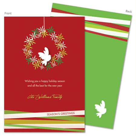 Spark & Spark Holiday Greeting Cards - Wreath of Peace - Red