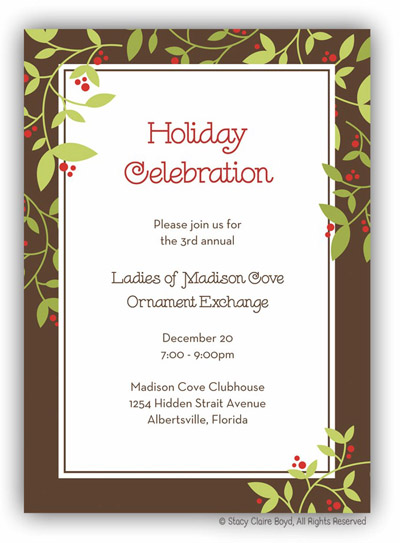 Holiday Invitations by Stacy Claire Boyd (Ornamental Garland)