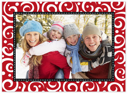 Digital Holiday Photo Cards by Stacy Claire Boyd (Swirls & Whirls - Red)