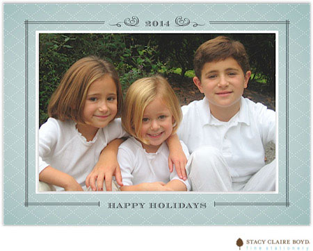 Holiday Photo Mount Cards by Stacy Claire Boyd (Tailored Trellis - Blue - Folded)