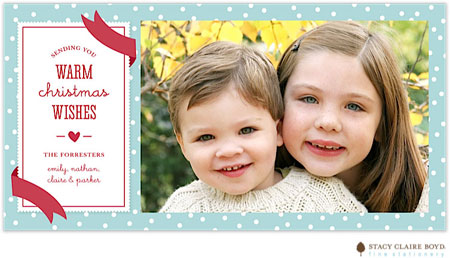 Digital Holiday Photo Cards by Stacy Claire Boyd (Warm Ribboned Wishes - Flat)