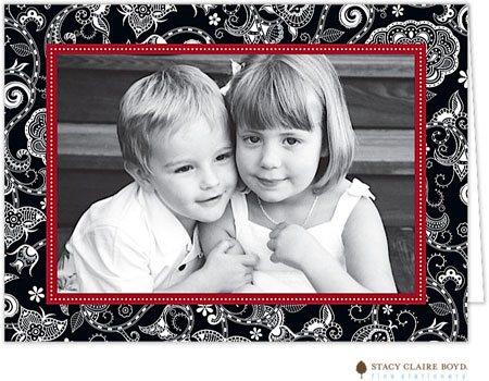 Holiday Photo Mount Cards by Stacy Claire Boyd (Winter Vine - Black - Folded)
