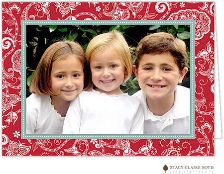 Holiday Photo Mount Cards by Stacy Claire Boyd (Winter Vine - Red - Folded)