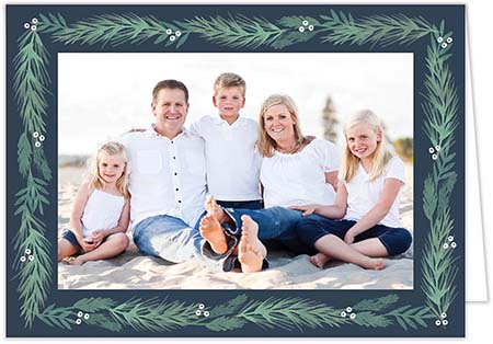 Mounted Holiday Photo Card - Brush Swag Design | Stacy Claire Boyd