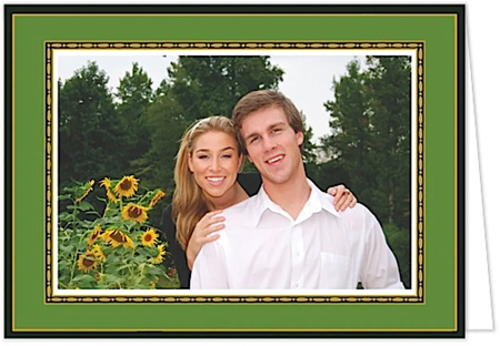 Holiday Photo Mount Cards by Sweet Pea Designs - Rice Bead Border Gold On Green