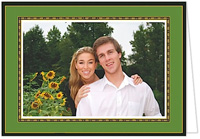 Holiday Photo Mount Cards by Sweet Pea Designs - Rice Bead Border Gold On Green