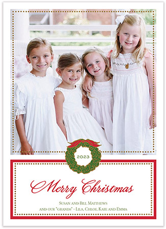 Digital Holiday Photo Cards by Sweet Pea Designs (Foil Wreath Red)