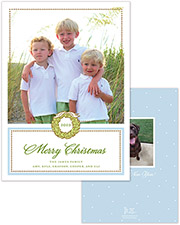 Digital Holiday Photo Cards by Sweet Pea Designs (Foil Wreath Blue)