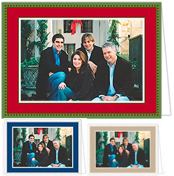 Holiday Photo Mount Cards by Sweet Pea Designs - Antique Bead Border (Green-Red)
