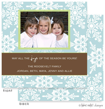 Take Note Designs Digital Holiday Photo Cards - Blue with White Snowflakes