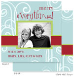 Take Note Designs Digital Holiday Photo Cards - Blue with Scroll and Red Band