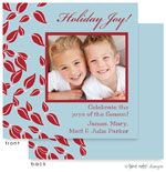 Take Note Designs Digital Holiday Photo Cards - Red Falling Leaves on Blue