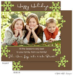 Take Note Designs Digital Holiday Photo Cards - Brown with Green Snowflakes