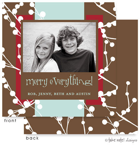 Take Note Designs Digital Holiday Photo Cards - Berry Square with Red