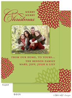 Take Note Designs Digital Holiday Photo Cards - Red Mums on Green
