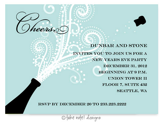 Digital Holiday Invitations/Greeting Cards by Take Note Designs - Champagne Blast Horizontal