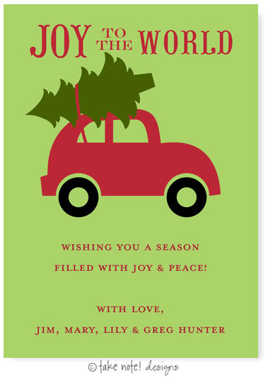 Take Note Designs Digital Holiday Greeting Cards - Joy to the World Green