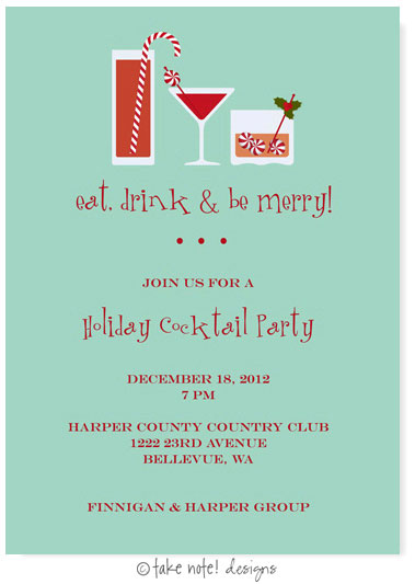 Digital Holiday Invitations by Take Note Designs- Festive Drinks