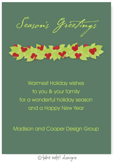 Digital Holiday Invitations/Greeting Cards by Take Note Designs - Winter Berry Garland