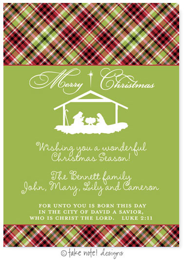 Take Note Designs Digital Holiday Greeting Cards - Nativity Plaid