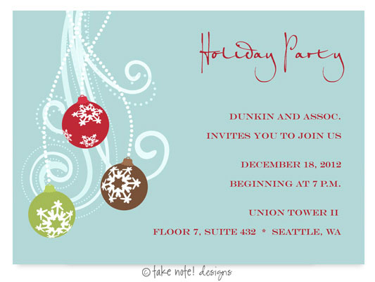 Digital Holiday Invitations/Greeting Cards by Take Note Designs - Ornament Swing