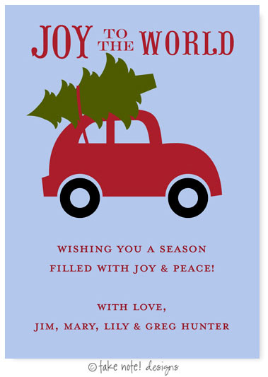 Take Note Designs Digital Holiday Greeting Cards - Joy to the World Blue