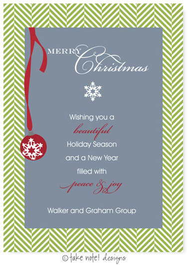 Digital Holiday Invitations/Greeting Cards by Take Note Designs - Ornament on Green Tweed