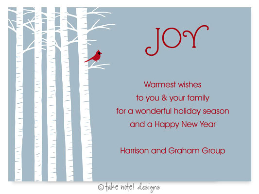 Take Note Designs Digital Holiday Greeting Cards - Winter Bird Scene