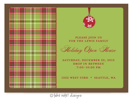 Digital Holiday Invitations/Greeting Cards by Take Note Designs - Ornament Wrap with Brown