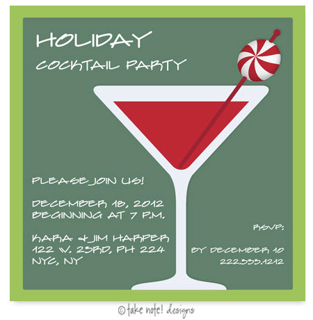 Digital Holiday Invitations by Take Note Designs - Peppermint Martini