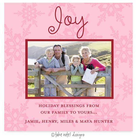 Take Note Designs Digital Holiday Photo Cards - Joy in Pink Photo