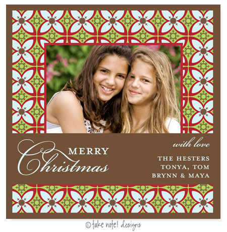 Take Note Designs Digital Holiday Photo Cards - Snowflake Retro Pattern