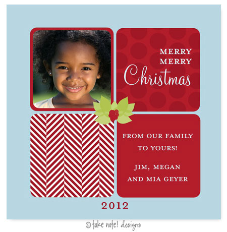 Take Note Designs Digital Holiday Photo Cards - Red Tweed Holly Berry