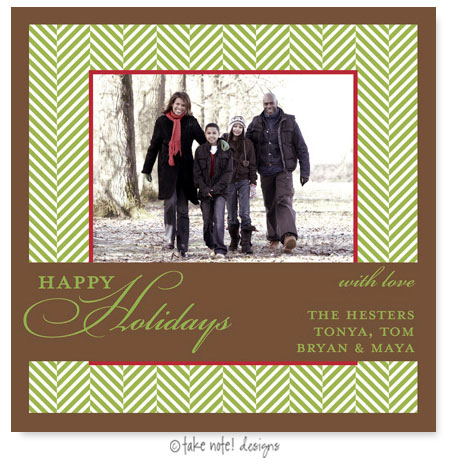 Take Note Designs Digital Holiday Photo Cards - Green Tweed Wrap