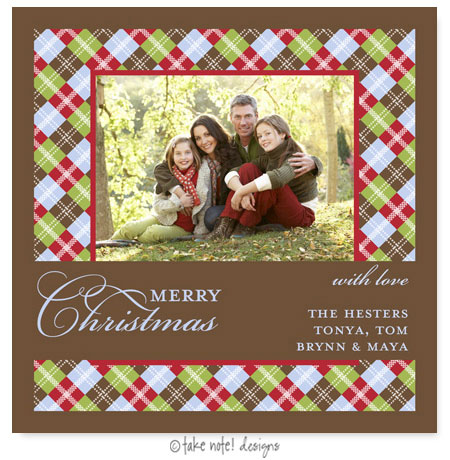 Take Note Designs Digital Holiday Photo Cards - Fresh Argyle Wrap