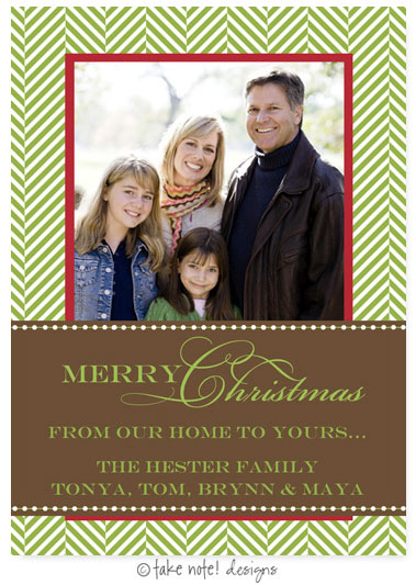 Take Note Designs Digital Holiday Photo Cards - Green Tweed with Brown