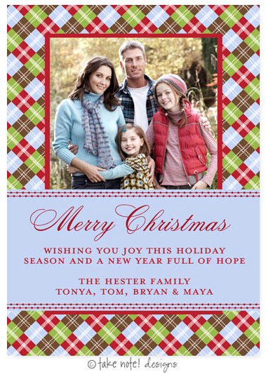 Take Note Designs Digital Holiday Photo Cards - Light Argyle