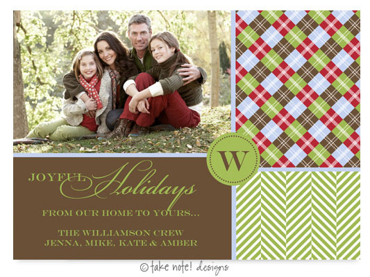 Take Note Designs Digital Holiday Photo Cards - Festive Argyle