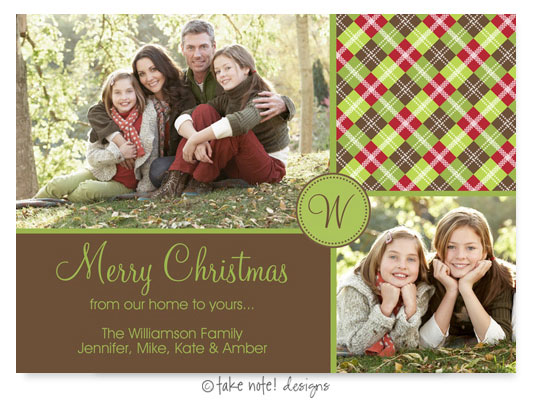 Take Note Designs Digital Holiday Photo Cards - Holiday Argyle