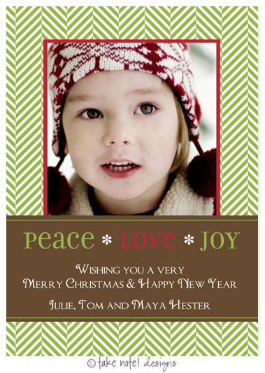 Take Note Designs Digital Holiday Photo Cards - Peace Love Joy