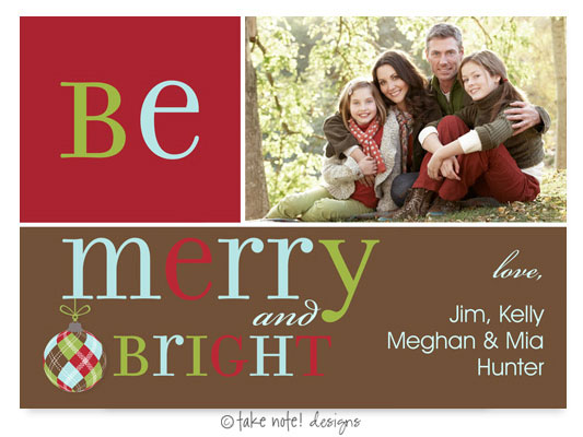 Take Note Designs Digital Holiday Photo Cards - Be Merry and Bright