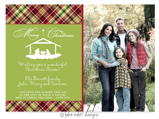 Take Note Designs Digital Holiday Photo Cards - Nativity Plaid
