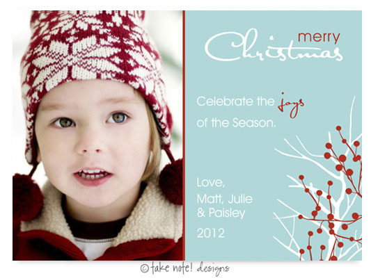 Take Note Designs Digital Holiday Photo Cards - Winter Berry Tree