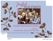 Take Note Designs Digital Holiday Photo Cards - Red Berry Vine on Blue