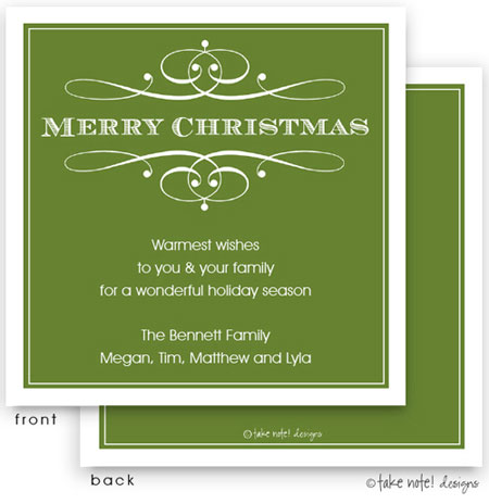 Digital Holiday Invitations/Greeting Cards by Take Note Designs - Elegant Christmas Green