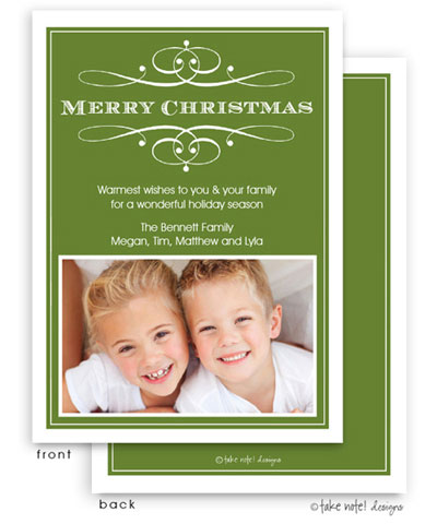 Take Note Designs Digital Holiday Photo Cards - Elegant Holiday Green Photo Take Note Designs Digital Holiday Photo Cards - Elegant Holiday Green Photo